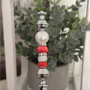 Elegant Silver and Red beaded letter opener